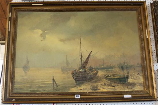 Oil on canvas, fishing boats